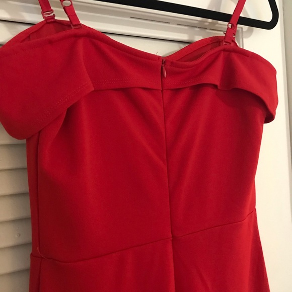 Homecoming Prom Off-shoulder Bardot red gown dress - Picture 6 of 7